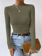 Textured Knit Long Sleeve Top Women UK – Smart Casual Office Brunch Wear