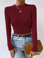 Textured Knit Long Sleeve Top Women UK – Smart Casual Office Brunch Wear