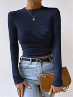 Textured Knit Long Sleeve Top Women UK – Smart Casual Office Brunch Wear
