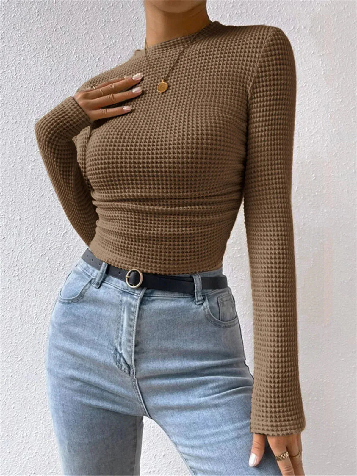 Textured Knit Long Sleeve Top Women UK – Smart Casual Office Brunch Wear