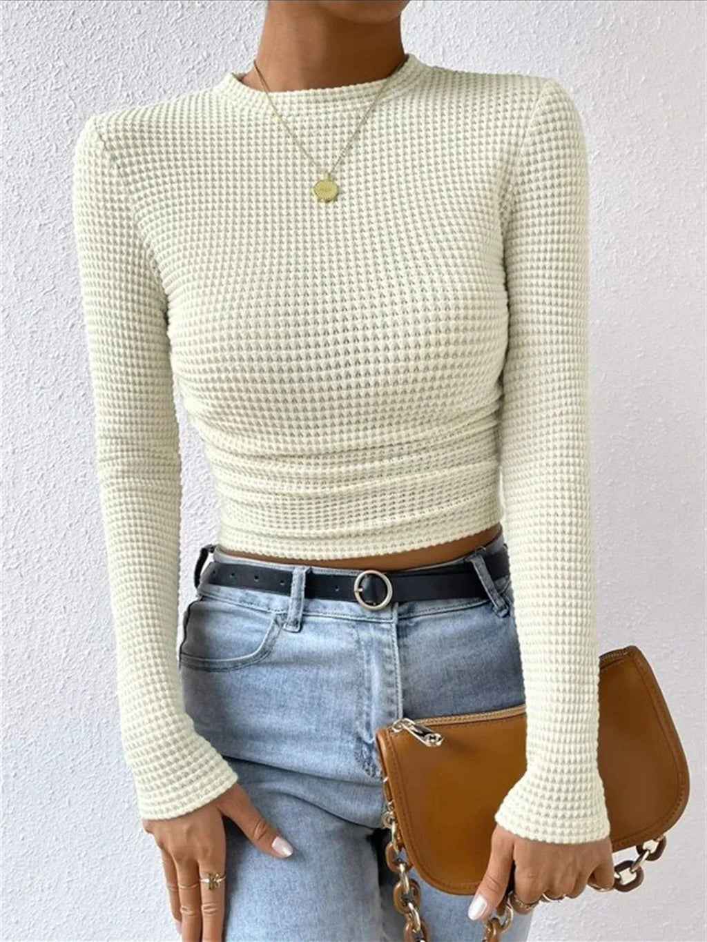 Textured Knit Long Sleeve Top Women UK – Smart Casual Office Brunch Wear