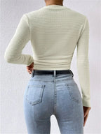 Textured Knit Long Sleeve Top Women UK – Smart Casual Office Brunch Wear