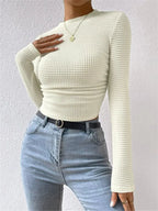 Textured Knit Long Sleeve Top Women UK – Smart Casual Office Brunch Wear