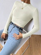 Textured Knit Long Sleeve Top Women UK – Smart Casual Office Brunch Wear