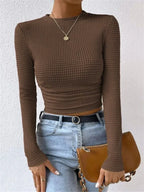 Textured Knit Long Sleeve Top Women UK – Smart Casual Office Brunch Wear