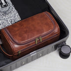 Toiletry Bag – Leather, Waterproof Lining, YKK Zippers – Travel, Luxury