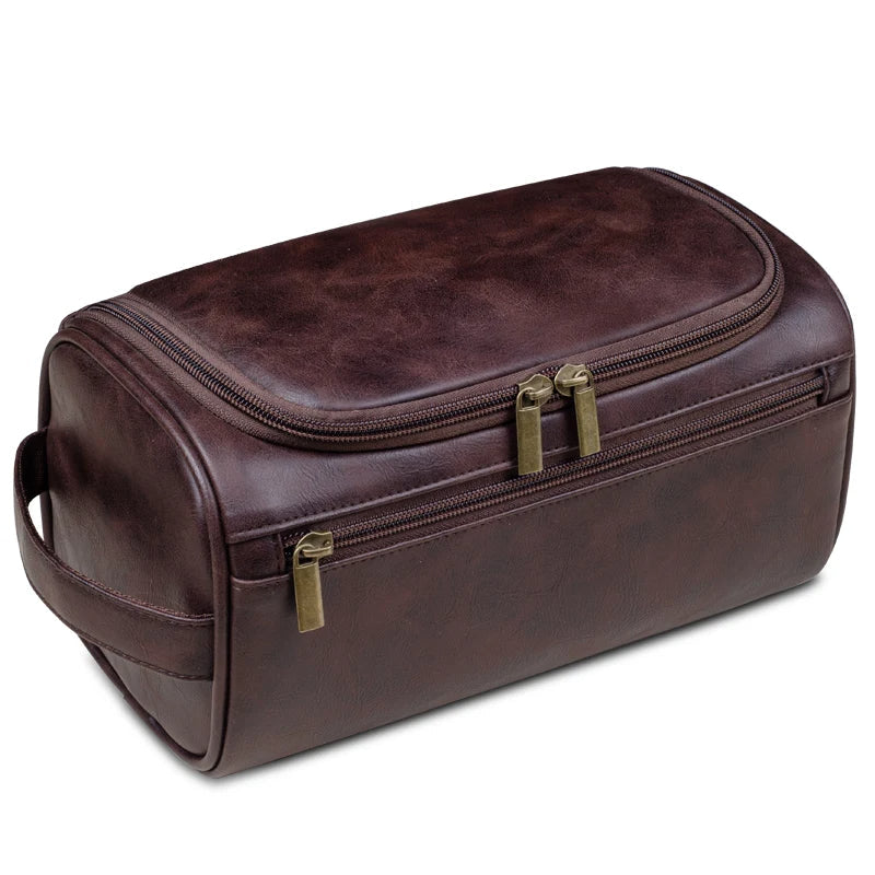 Toiletry Bag – Leather, Waterproof Lining, YKK Zippers – Travel, Luxury
