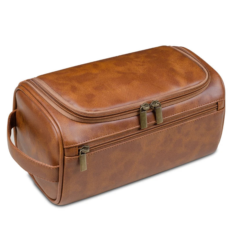 Toiletry Bag – Leather, Waterproof Lining, YKK Zippers – Travel, Luxury
