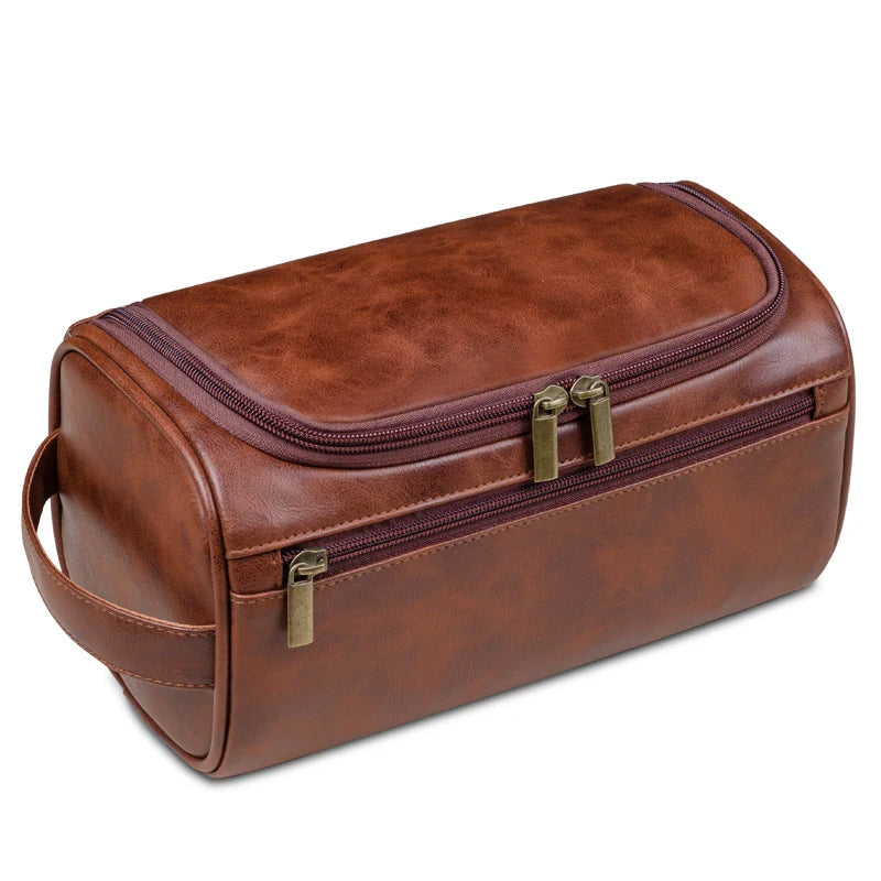 Toiletry Bag – Leather, Waterproof Lining, YKK Zippers – Travel, Luxury