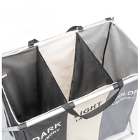 Triple Collapsible Laundry Basket with 3 Compartments, Aluminum Frame – Space-Saving, Home Organization