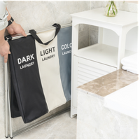Triple Collapsible Laundry Basket with 3 Compartments, Aluminum Frame – Space-Saving, Home Organization