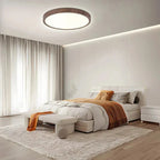 Ultrathin Circular Ceiling Light in Walnut – Modern Home Decor, Stylish Lighting