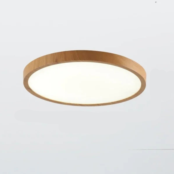 Ultrathin Circular Ceiling Light in Walnut – Modern Home Decor, Stylish Lighting