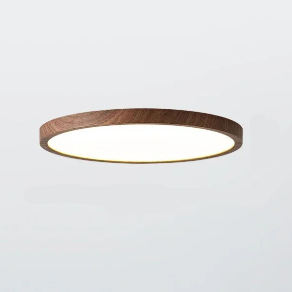 Ultrathin Circular Ceiling Light in Walnut – Modern Home Decor, Stylish Lighting