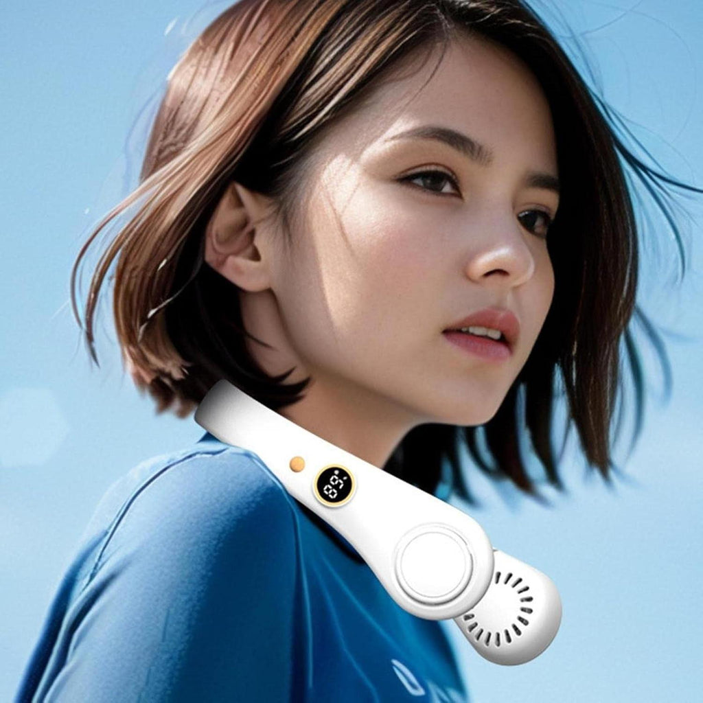 Unisex 5-Speed Neck Cooling Fan – Portable Bladeless Design, Travel, Home Office