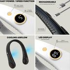 Unisex 5-Speed Neck Cooling Fan – Portable Bladeless Design, Travel, Home Office