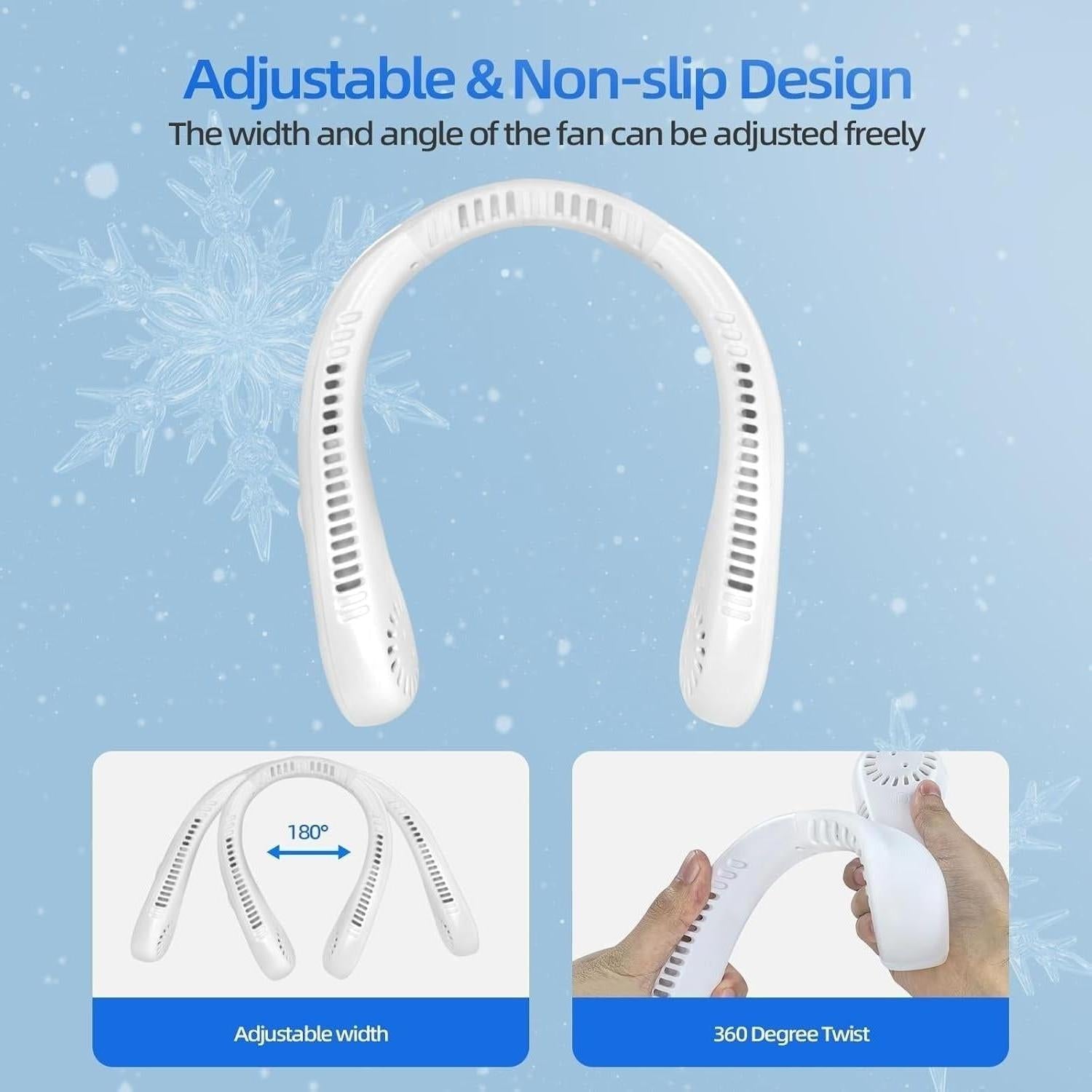 Unisex 5-Speed Neck Cooling Fan – Portable Bladeless Design, Travel, Home Office