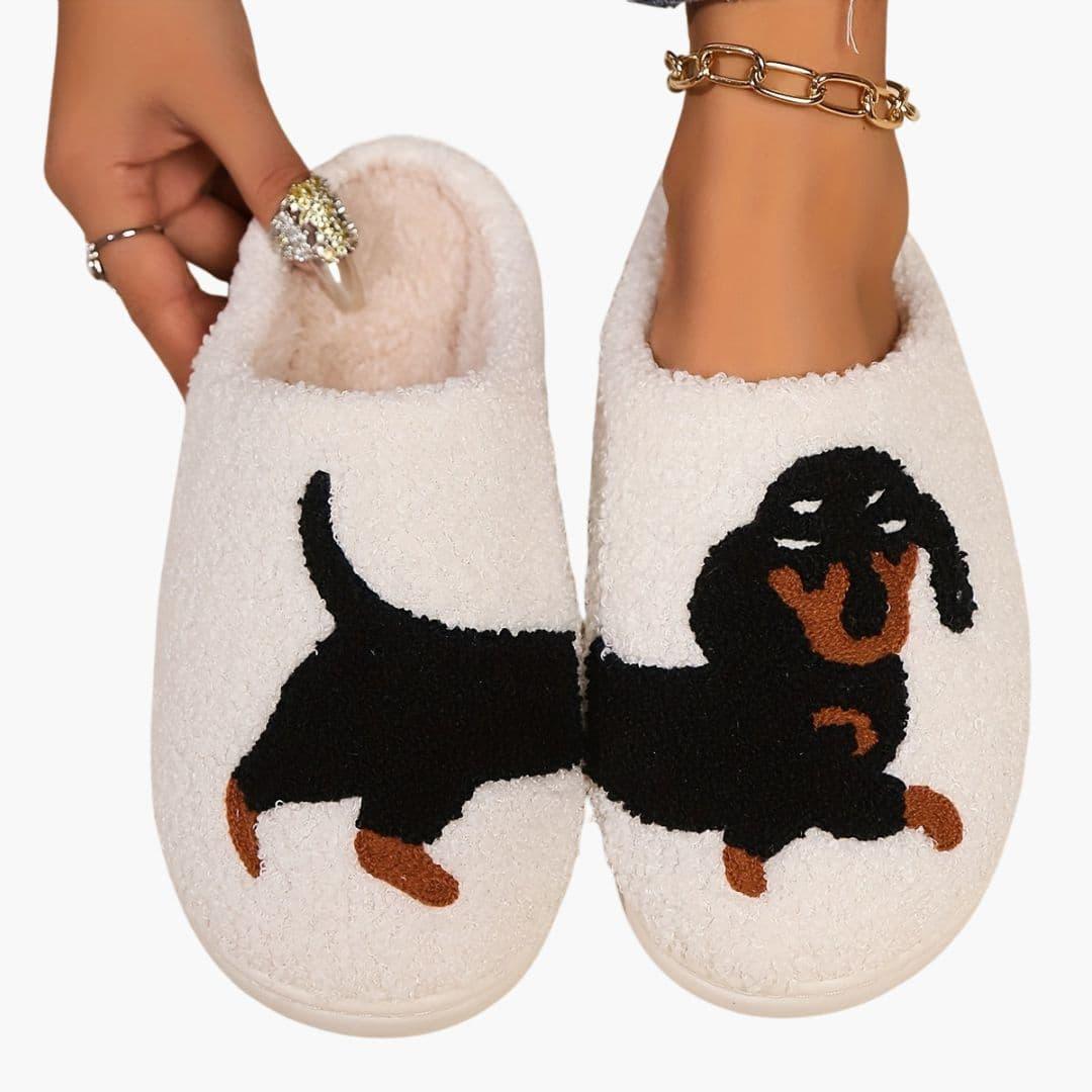 Unisex Slippers with Cartoon Dog Design – Home, Gift