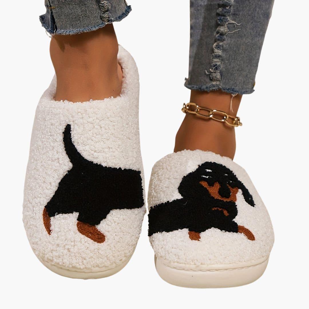 Unisex Slippers with Cartoon Dog Design – Home, Gift