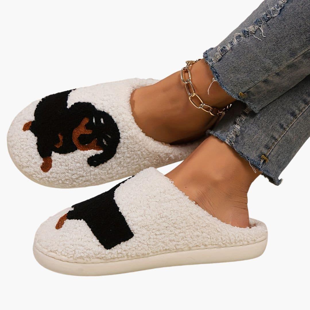 Unisex Slippers with Cartoon Dog Design – Home, Gift