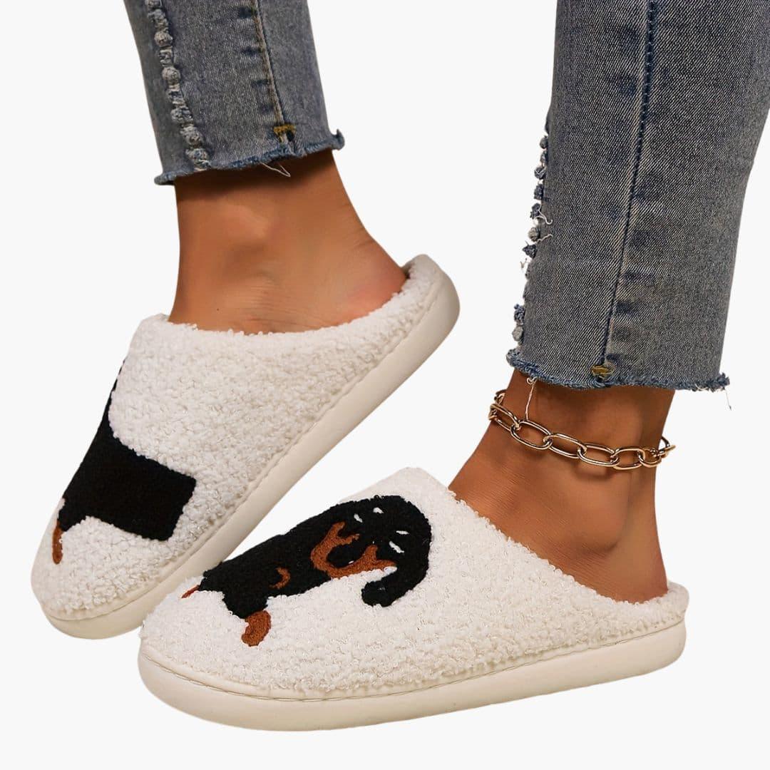 Unisex Slippers with Cartoon Dog Design – Home, Gift