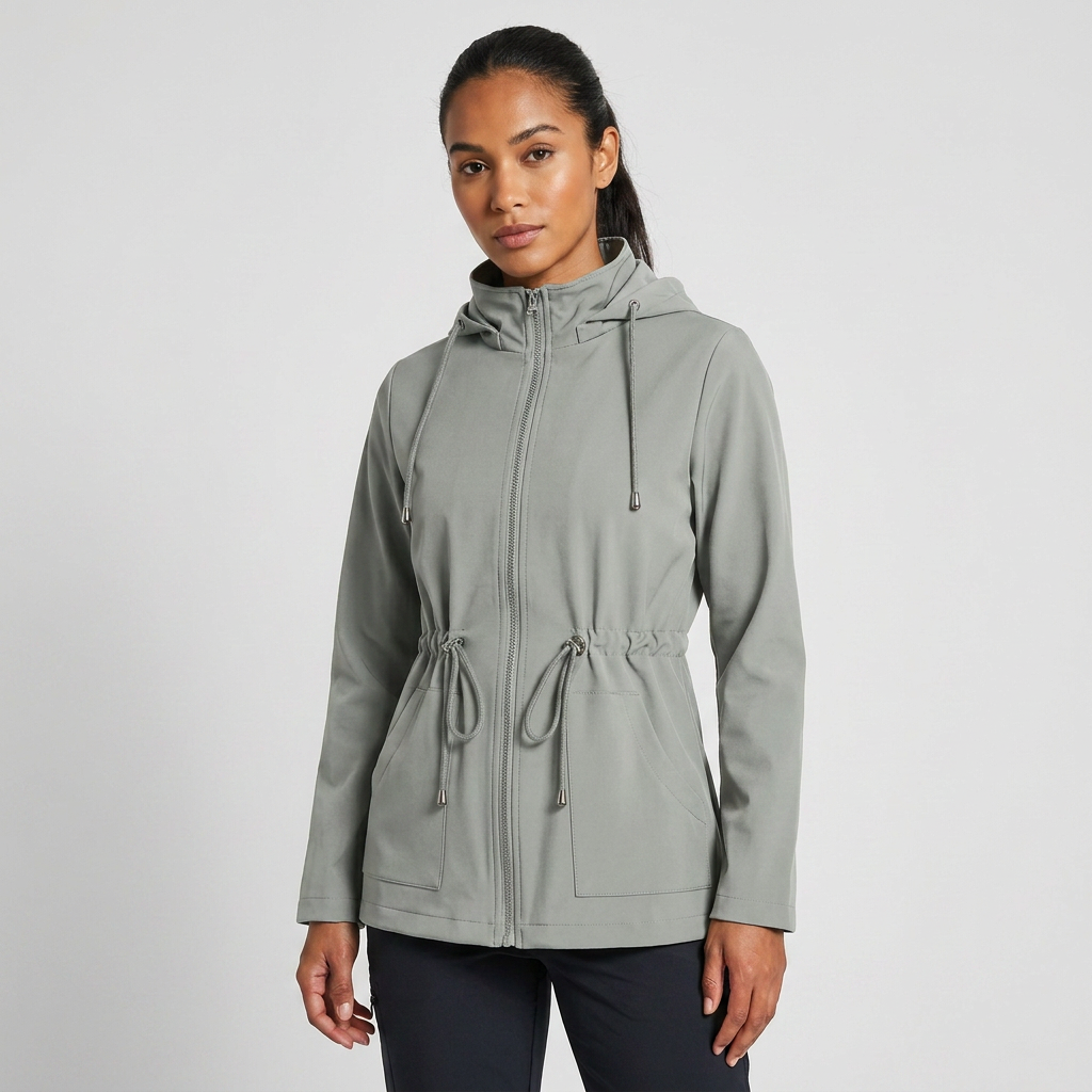 Casual Zip-Up Hooded Jacket with Drawstring Waist – Everyday Wear, Outdoor Style