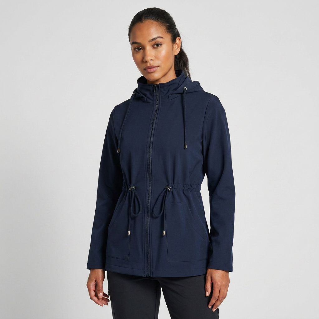 Casual Zip-Up Hooded Jacket with Drawstring Waist – Everyday Wear, Outdoor Style
