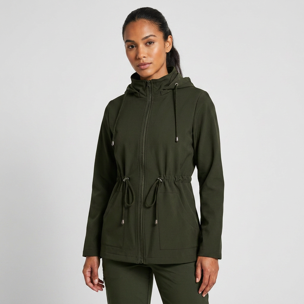 Casual Zip-Up Hooded Jacket with Drawstring Waist – Everyday Wear, Outdoor Style