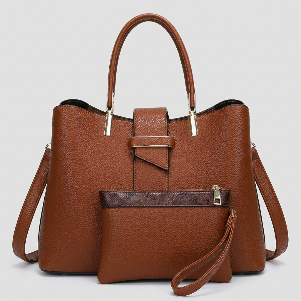 Tote Bag with Shoulder Strap and Matching Pouch – Office, Casual