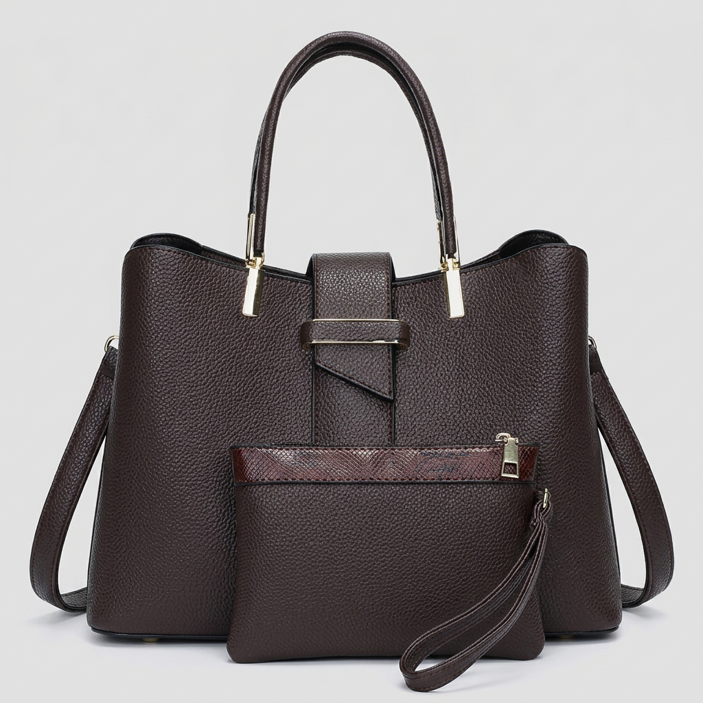 Tote Bag with Shoulder Strap and Matching Pouch – Office, Casual