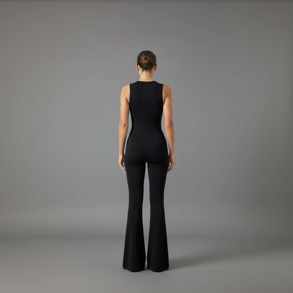 V-Neck Jumpsuit in Soft Fabric - Casual Chic Outfit for Everyday Wear
