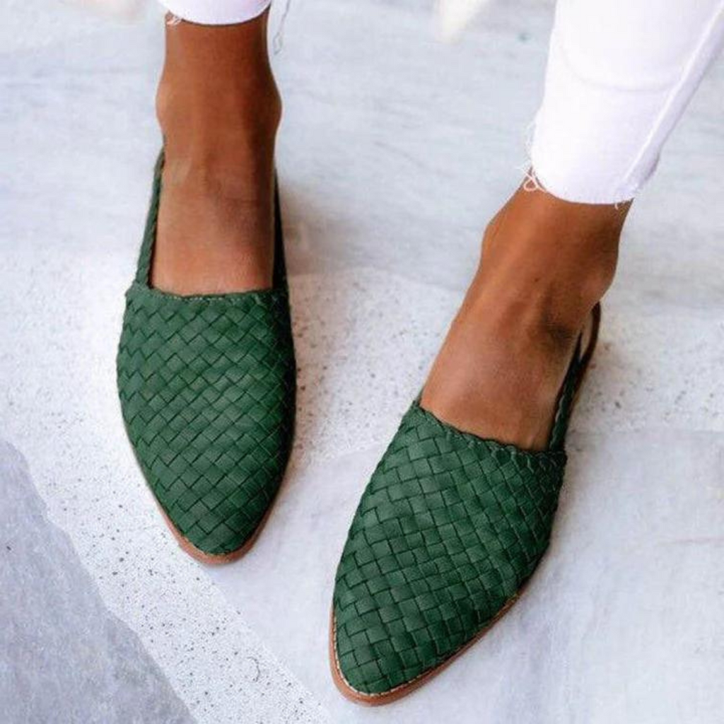 Vegan Leather Ballerinas for Women UK – Woven Slip-On Shoes, Smart Casual Holiday Wear