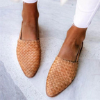 Vegan Leather Ballerinas for Women UK – Woven Slip-On Shoes, Smart Casual Holiday Wear