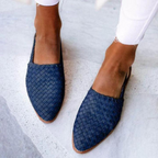 Vegan Leather Ballerinas for Women UK – Woven Slip-On Shoes, Smart Casual Holiday Wear