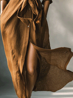 Vintage Brown Blend Maxi Dress for Women - Casual Shirt Style, MDA2898G6I