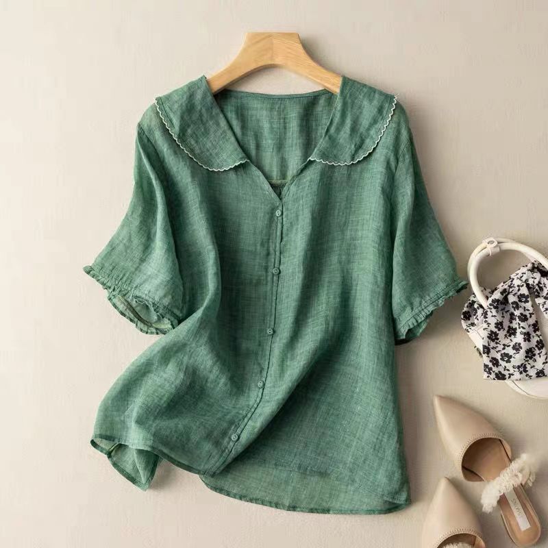 Vintage Button Detail Blouse | Lightweight Fabric | Casual Women's Top
