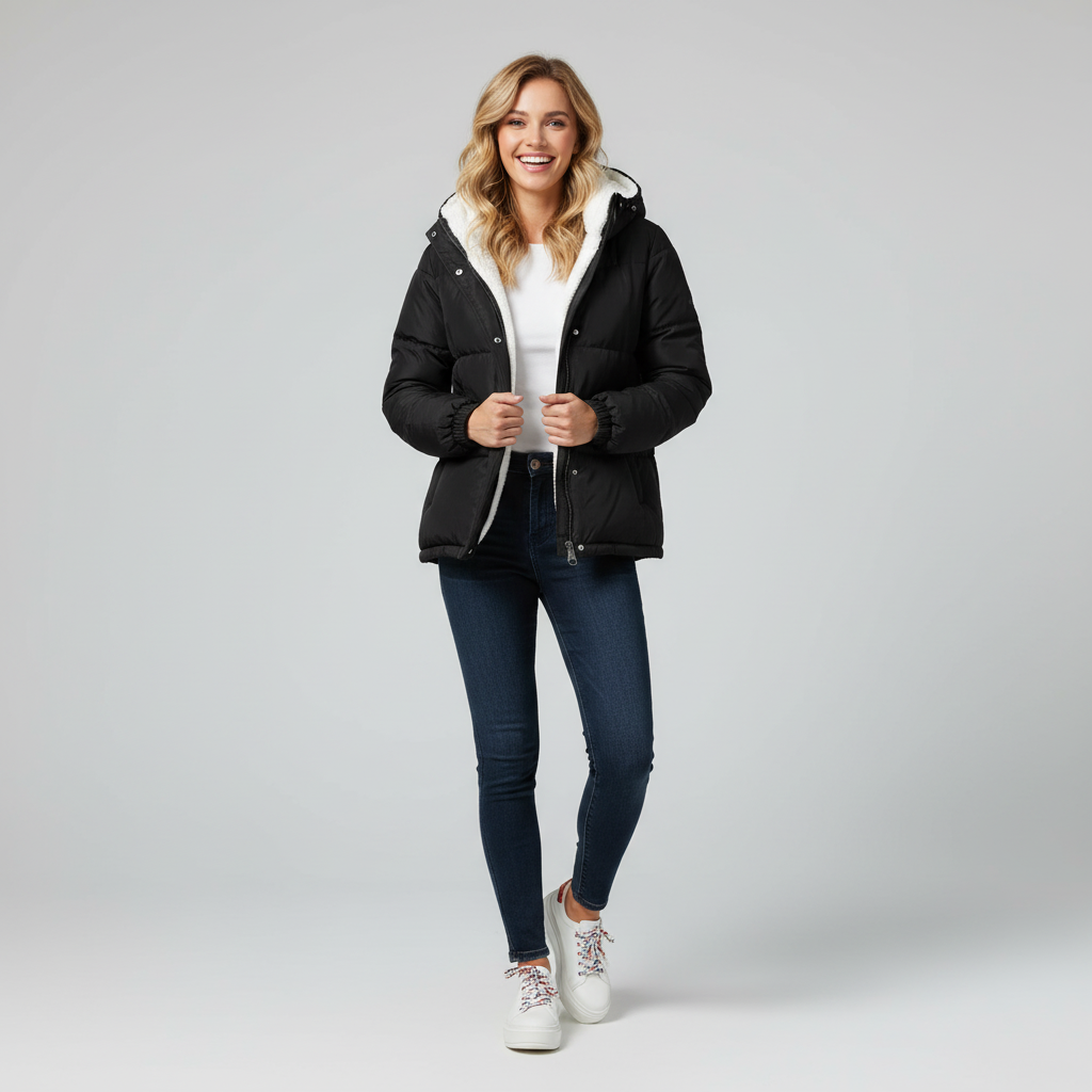 Warm Zip-Up Winter Jacket for Women | Insulated, Cozy Design for Cold Weather Wear | Perfect for Outdoor Activities