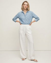 Wide Leg Linen Pants for Women - Lightweight Seaside Summer Trousers