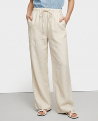 Wide Leg Linen Pants for Women - Lightweight Seaside Summer Trousers