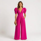 Wide Leg Puff Sleeve Jumpsuit – Tailored Formal Outfit for Women