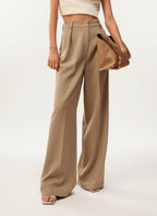 Wide Leg Tailored Trousers for Women - High Waist Smart Office Pants