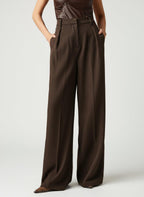 Wide Leg Tailored Trousers for Women - High Waist Smart Office Pants