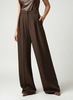 Wide Leg Tailored Trousers for Women - High Waist Smart Office Pants
