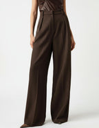Wide Leg Tailored Trousers for Women - High Waist Smart Office Pants