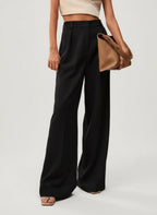 Wide Leg Tailored Trousers for Women - High Waist Smart Office Pants