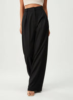 Wide Leg Tailored Trousers for Women - High Waist Smart Office Pants