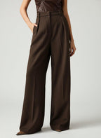Wide Leg Tailored Trousers for Women - High Waist Smart Office Pants