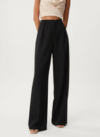 Wide Leg Tailored Trousers for Women - High Waist Smart Office Pants