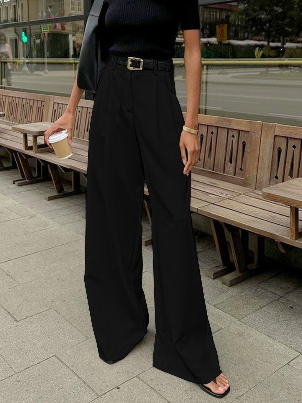 Wide-Leg Trousers for Women - Tailored Fit, Comfortable Fabric, Casual Wear