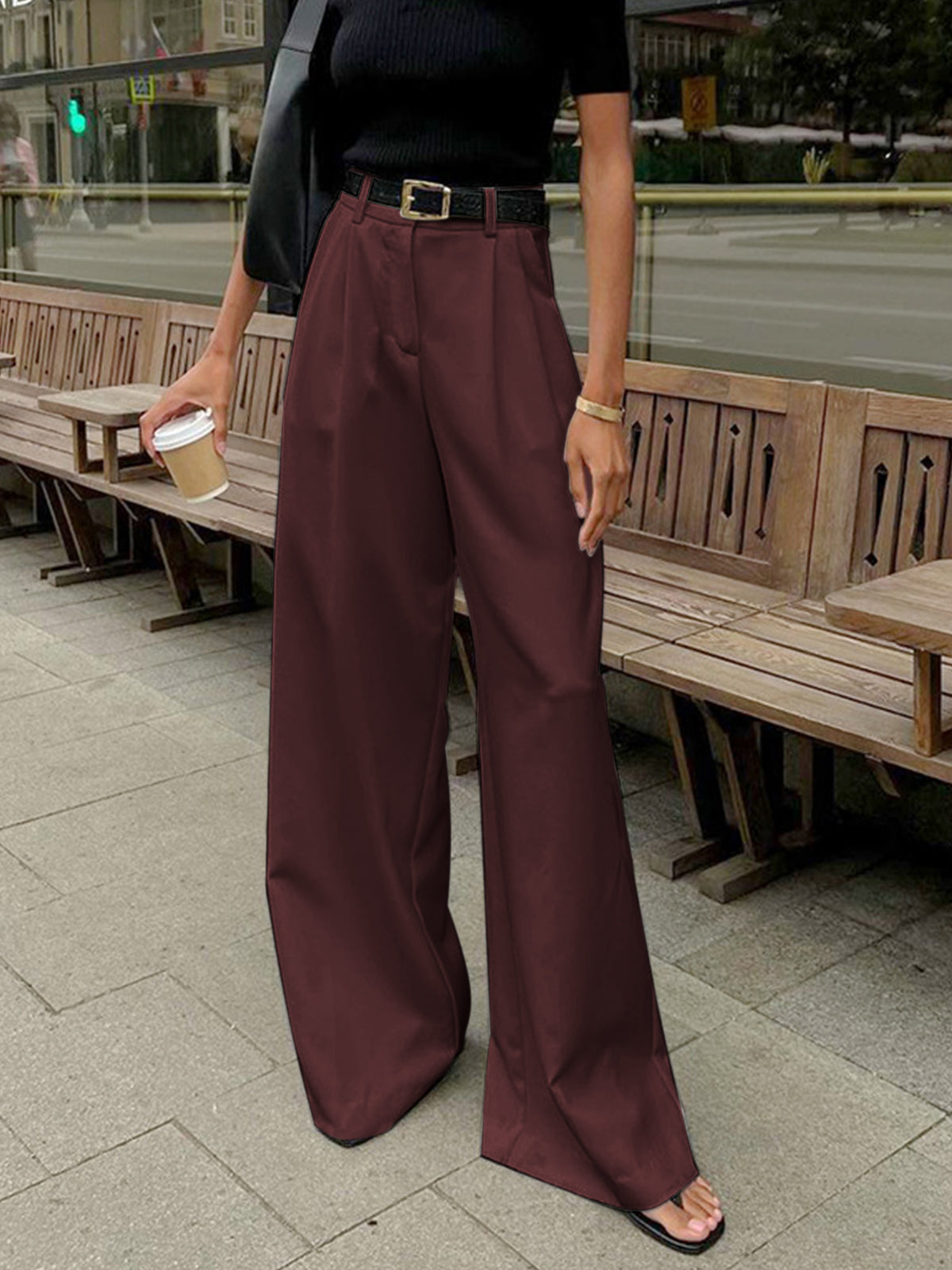 Wide-Leg Trousers for Women - Tailored Fit, Comfortable Fabric, Casual Wear